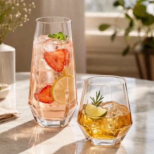 Image of Oojami 48 Pack Diamond Plastic Champagne Flutes Stemless 9oz & 12oz Cups
