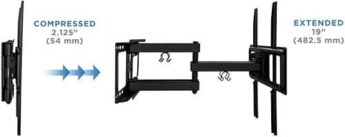 Miniatura 6 de Mount-It! Soporte de pared para TV de movimiento completo, brazos dobles articulados resistentes, soporte de pantalla plana de perfil bajo con