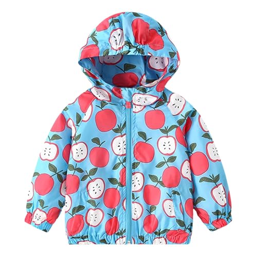 Chaqueta cortavientos unisex con capucha para niños, con estampado floral de dibujos animados, ropa de manga larga, cárdigan de manga larga, ropa deportiva para niñas y niños de 2 a 6 años, ropa
