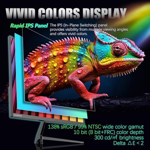Image of 27 Inch QHD 2560 x 1440p IPS Gaming Monitor, 2K 180Hz 1ms PC Screen, DP 1.4 x 2, HDMI 2.0 x 2, FreeSync (Adaptive-sync), 138% sRGB, HDR 300, Eye Care, VESA Mount, Vertical Compatible