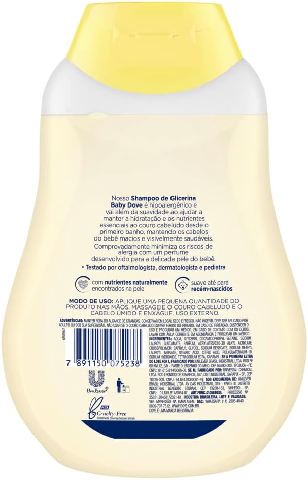 Baby Dove Shampoo Hidratação Glicerinada 400 ML