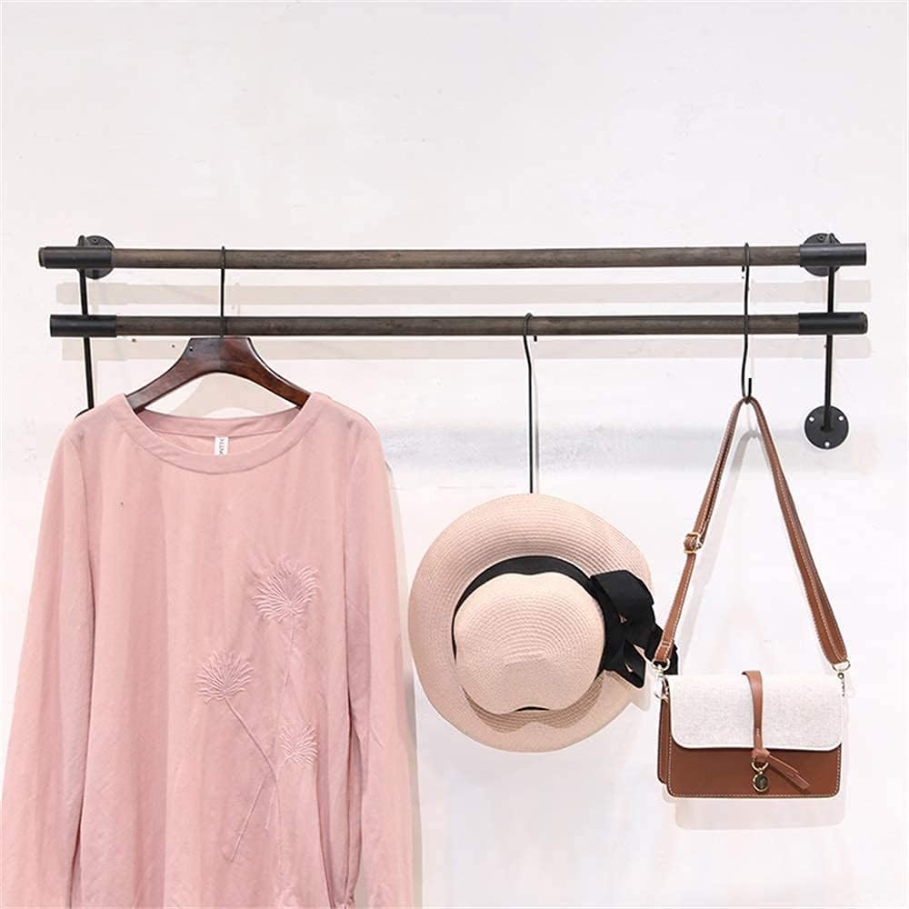 Coat Hooks Wall-Mounted Wall Mounted -Modern Clothing Store Hanger Display Rack Clothes Rack Wrought Iron Retro Nostalgic Personality Wall (A Diameter:80cm)