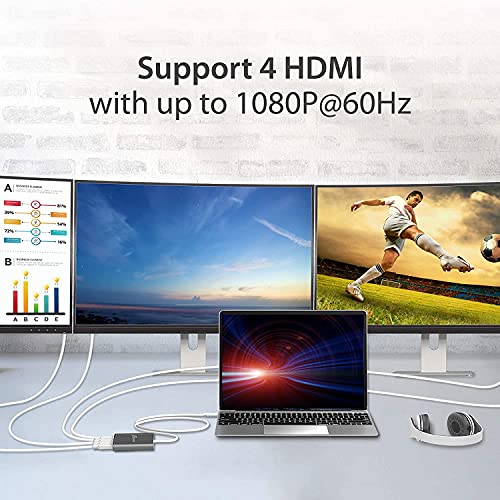 J5Create Usb-C To 4 Port Hdmi Adapter Hub- Multi Monitor Splitter - Support 4 1080P 60Hz Displays - Compatible With Type-C Macbook And Windows Laptop (Jca366) #TOP3