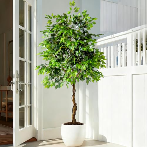 Erimda 7ft Artificial Ficus Tree for Home Decor, Faux Silk Plants Faux Plant Fake Silk Trees with...