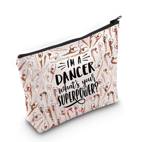 LEVLO Funny Dancer Cosmetic Bag Dance Recitals Gifts I'm a Dancer What's Your Super Power Makeup Zipper Pouch Bag For Dance Teams Dance Teacher (DANCER F Bag)