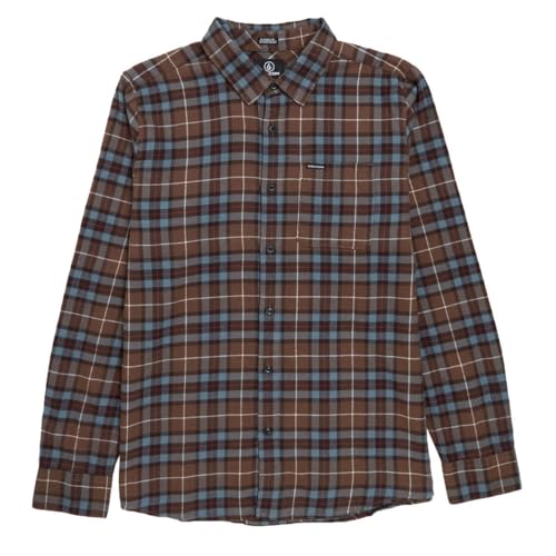 Image of Volcom Men's Caden Plaid Long Sleeve Flannel Shirt - Button-Front, Soft Brushed Cotton