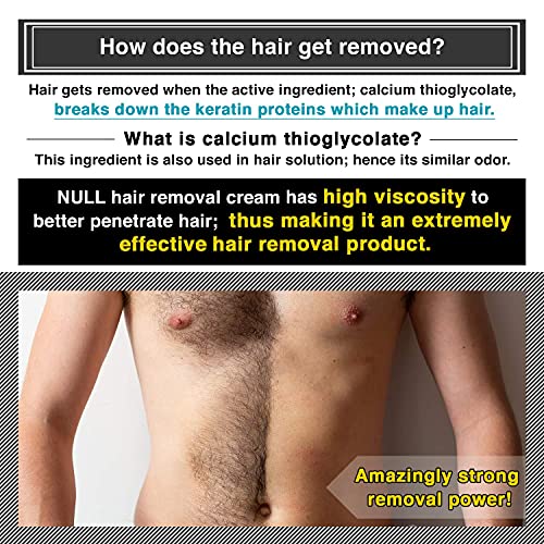 [Japanese Quality] NULL Hair Removal Cream for Men. Works great approx. 5 mins on pubic hair, body, arms, legs, and male chests. Large 8.81 oz, Painless, Aloe Vera, Depilatory cream for men - Thumbnail 7