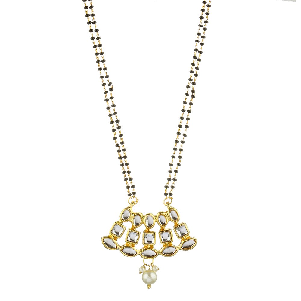 ZENEME Mangalsutra Gold Plated Classic Kundan Style Tradition Tanmaniya Nallapusalu With Earrings Jewellery for Women (B01J7IEC7C) Amazon Price History, Amazon Price Tracker