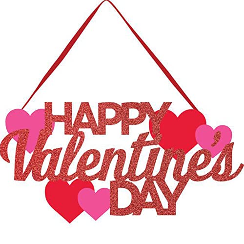 Pendentif en forme de cœur avec inscription « Happy Valentine's Day » - Décoration à suspendre pour maison, fête, mur, fenêtre, porte
