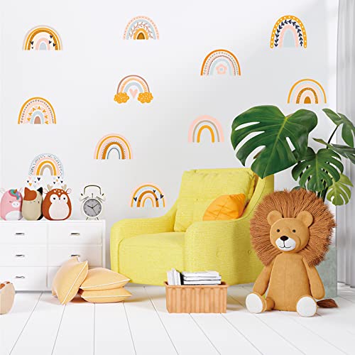 Rainbow Wall Decals Boho Waterproof Vinyl Self-Adhesive Decoration Wall Stickers For Kid Room Teen Home Dorm Bedroom Window Kitchen Bathroom Decoration 4X(8.6"X11.8") #TOP3
