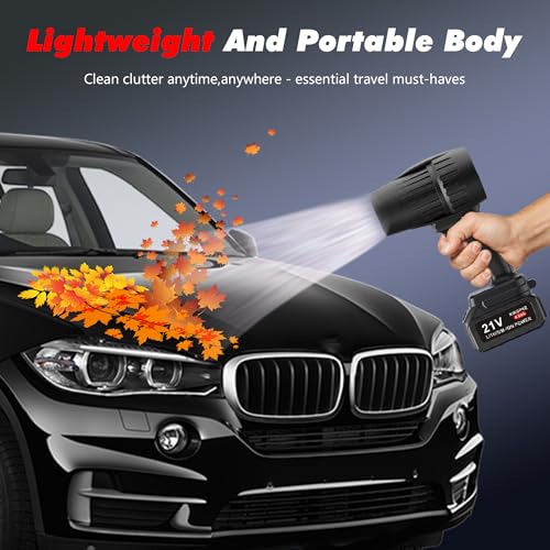 Leaf Blower Cordless, Portable Dust Cleaner Handheld Turbo Jet Blower, 30000 RPM Compressed Air Duster for Patio Cleaning, Drying, Camping, Snow Blowing(No Battery and Charger)