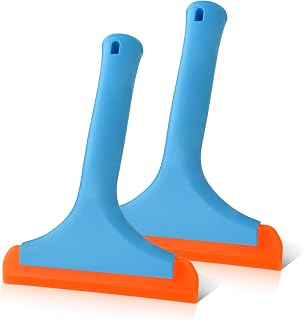 Small Silicone Window Squeegee, Small Squeegee, Silicone Squeegee Window Tint Tool Auto Water Blade, Car Shower Squeegees for Car Windshield, Glass, and Smooth Surfaces (Blue, 2PCS)
