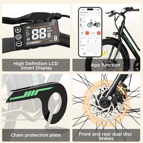 HITWAY 27.5" Electric Bike - 250W Motor, 36V13AH battery max. 50-100km Range, citybike Ebike for City Commuting for Women & Beginners,with APP - Image 5