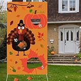 Tifeson Thanksgiving Games - Thanksgiving Bean Bag Toss Game with 3 Bean Bags for Kids Adults - Turkey Hanging Toss Game Banner Fall Thanksgivng Decorations Supplies