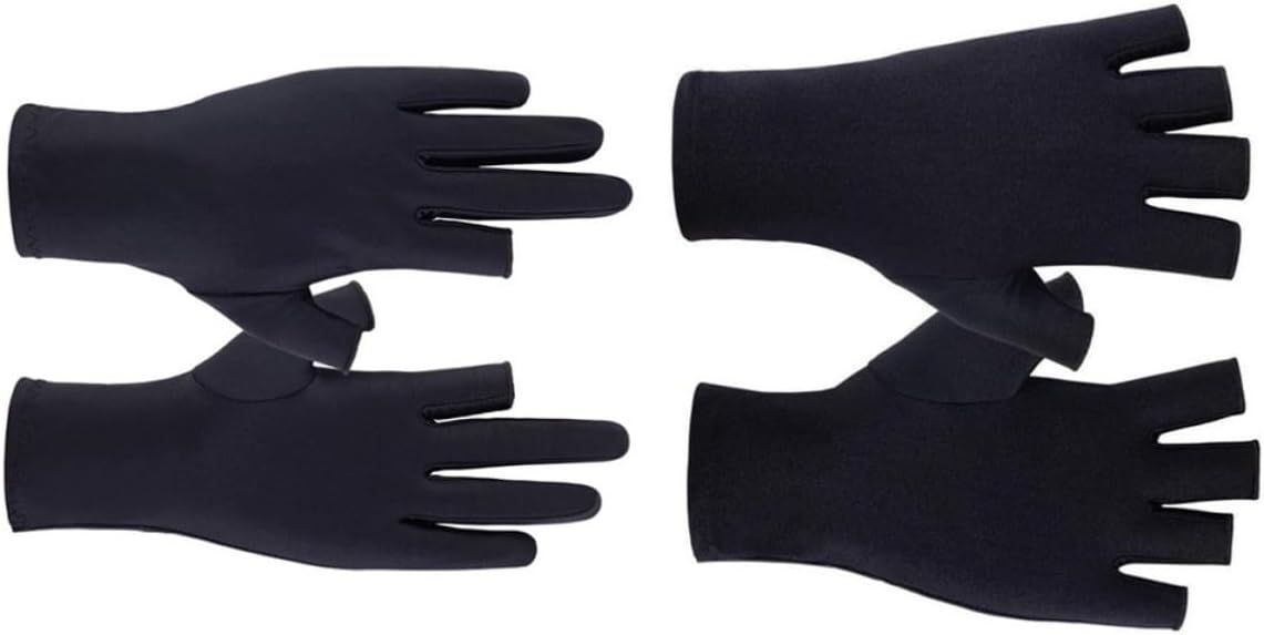 SOLUSTRE 4pcs Ultra-Thin Black Spandex Sun Protection Gloves for Women, Comfortable Summer Gloves with Anti-Slip Design, for Yoga and Golfing Outdoor Activities