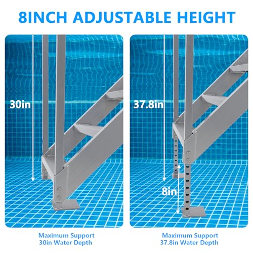 Aluminum Dock Ladder - 500Lbs Capacity, 6-Tier Anti-Slip Steps, Quick-Release Buckle, Wide Step & Nonslip Tread, Ergonomic Design - Boat Ladder for Marina, Pool & Waterfront Access - Thumbnail 4