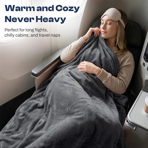 Image of EverSnug Travel Blanket and Pillow - Premium Soft 2 in 1 Airplane Blanket with Soft Bag Pillowcase, Hand Luggage Belt and Backpack Clip (Grey)