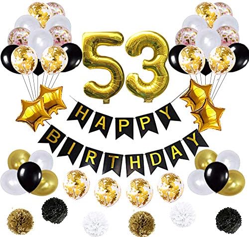 Amazon.com: yujiaonly 53 Birthday Decorations Ballons Happy Birthday ...