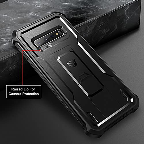 Image of Dexnor Polycarbonate For Samsung Galaxy S10+Plus Case,[Built In Screen Protector&Kickstand] Heavy Duty Military Grade Protection Shockproof Protective Cover For Samsung Galaxy S10 Plus Black