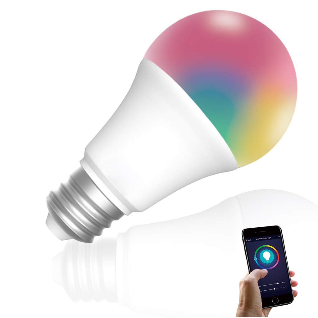 VARICART 2-Pack E27 Edison Screw 10W RGBW WiFi Smart LED Bulb, Compatible with Alexa and Google Home, Dimmable RGB + Cool White 6000K Colour Changing 1000lm, No Hub Required APP Remote Control