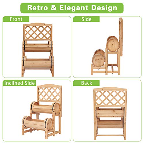 Kintness Raised Bed With Trellis Wood Garden Planter Box Outdoor Elevated Bed For Climbing Plants #TOP2