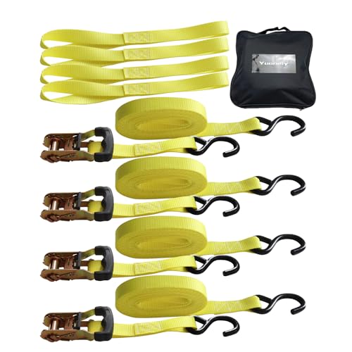 Yuoneiy Ratchet Tie Down Straps 1" x 15ft 3,300 lbs (4 Pack)