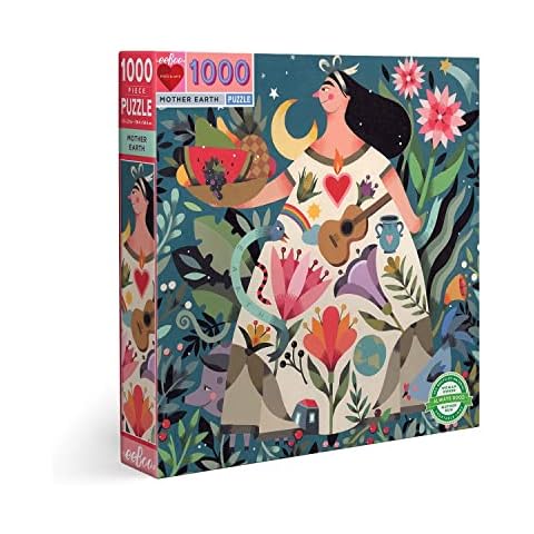 eeBoo: Piece and Love Mother Earth 1000 Piece Square Adult Jigsaw Puzzle, Puzzle for Adults and Families, Glossy, Sturdy Pieces and Minimal Puzzle Dust Cover