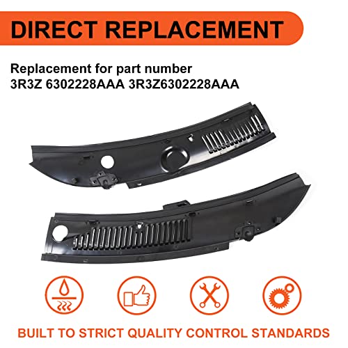 Ecotric Windshield Wiper Cowl Vent Grille Panel Hood Compatible With 1999-2004 Ford Mustang 2Pcs Direct Aftermarket Replacement For 3R3Z 6302228 Aaa&3R3Z6302228Aaa #TOP2