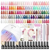 PEACECOLOR 65Pcs Kit Ongle Gel UV Complet avec Lampe Ponceuse pour Ongles, 35 Couleus Vern...