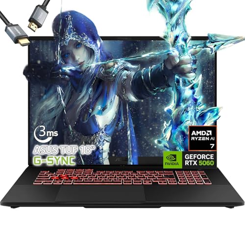 ASUS TUF A18 Gaming Laptop - AMD Ryzen 7 260 Beat i9-13905H - NVIDIA RTX 5060-64GB RAM -2TB SSD -18" WUXGA Display - RGB Backlit Keyboard -Windows 11 -FHD Camera -Gamer Creative Videao Editing