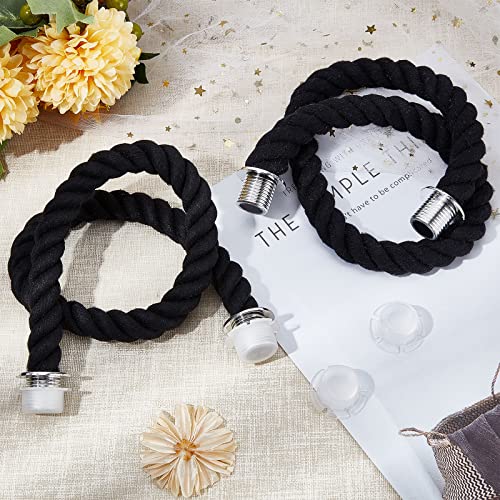 Image of GORGECRAFT 25.2 Inch Practical Rope Handle with Canvas Insert Handbag Strap Bag Braided Band Repair Replacements for Female Handbag Shoulder Bag Canvas Tote Purse Practical Accessories, Black