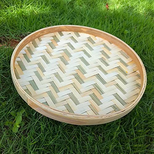 Peneira de bambu, casa formato redondo peneira de bambu feita à mão cesta de chá de frutas organizad