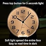 FAMICOZY 4.5" No Ticking Analog Alarm Clock,Silent Readable for Seniors,Easy to Set,Gradual Rise Alarm,Big Numbers,On/Off Switch on Side,Gentle Wake,Snooze Soft Backlight,Battery Operated,Black - Image 5