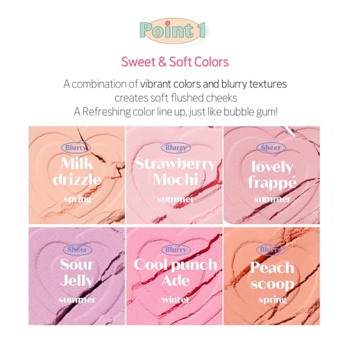 ETUDE Heart Pop Duo Blush, Sweet Beige Pink Cheek Colors, Natural Radiance & Glossy Finish, Layering Formula, Compact 0.2 oz – Lovely Frappe