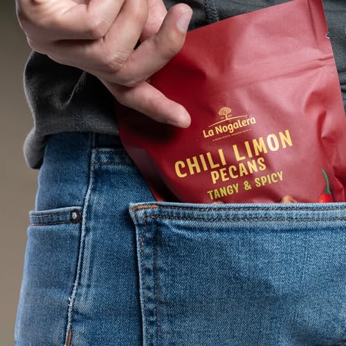 Image of Chili & Lime Pecans 5 oz - Tangy & Spicy Fried Pecan Snack with Chili Pepper and Lime Seasoning - Crunchy Gourmet Pecans by La Nogalera