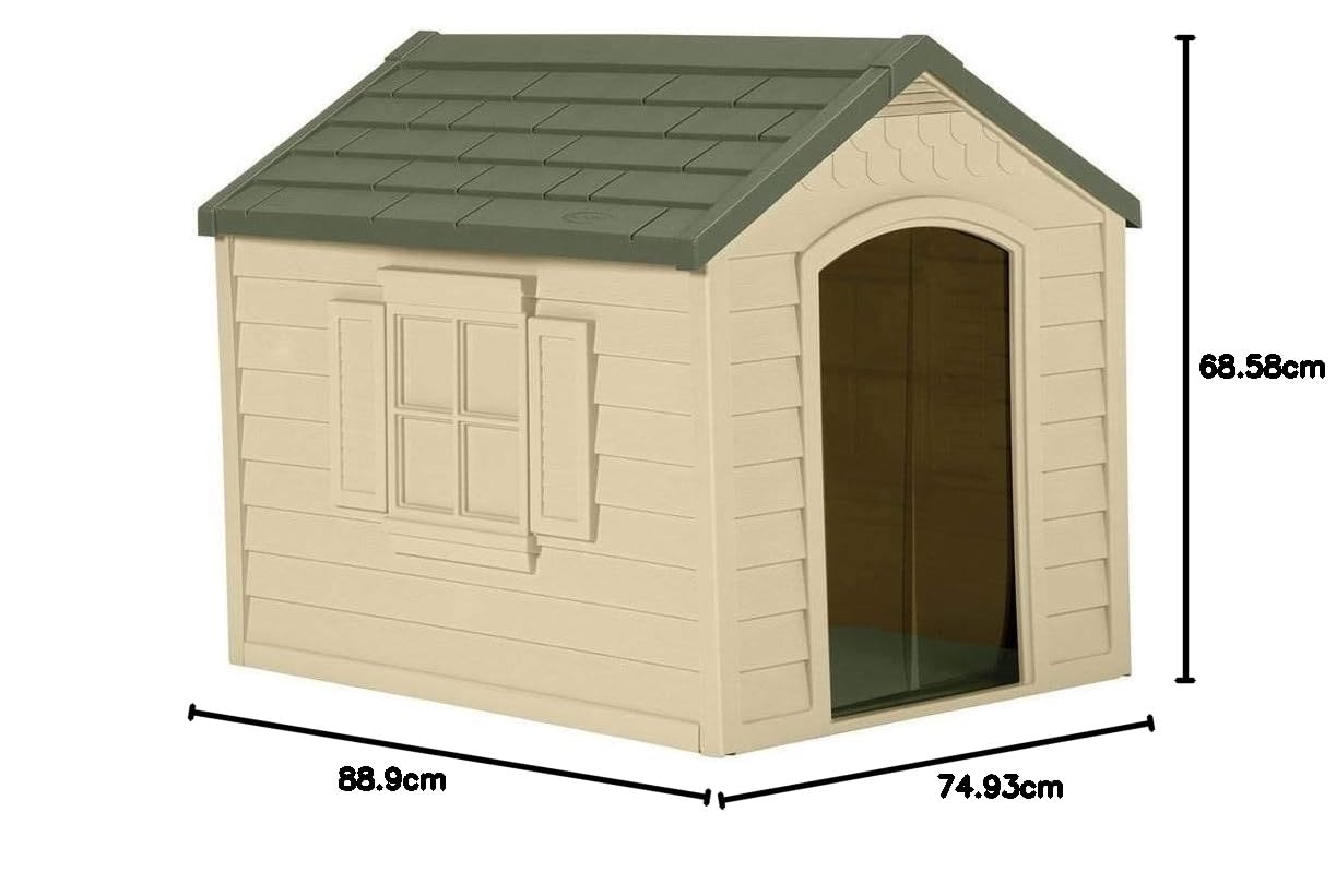 Suncast DH250 - Caseta para su Mascota de Resina Alta Densidad, 90 x 69 x 75 cm, Color Beige