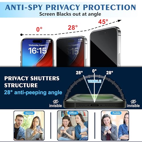 Image of CEDO Privacy Tempered Glass for iPhone 11 Pro /iPhone X /iPhone Xs | Anti-Spy Screen Protector Full HD Quality Tempered Glass Edge to Edge Coverage with Easy Installation Kit (Black)