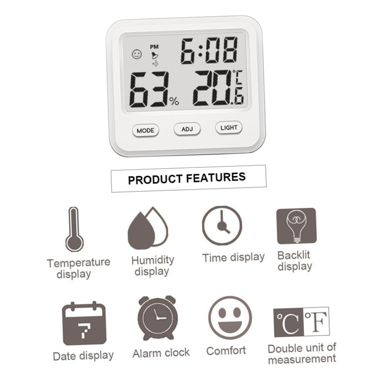 Sosoport 2 Stücke Indoor Mini Temperatur Monitor Und Hygrometer Digital Hygrometer Innen Mit Uhr Für Home Office Baby