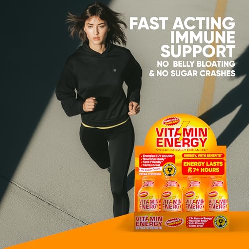 Image of Vitamin Energy Orange Tango Extra Strength Energy Shot, 24 Pack - Up to 7 Hrs, 260mg Natural Caffeine, Zero Sugar - Green Tea Extract, Immune Support, B12 B6 Niacin, 1.93 fl oz, Keto Vegan