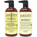 PURA D'OR Biotin Original Gold Label Anti-Thinning (16oz x 2) Shampoo & Conditioner Set, Clinically Tested Effective Solution w/ Herbal DHT Ingredients, All Hair Types, Men & Women (Packaging Varies)