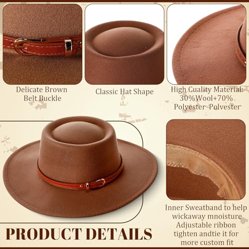 Sombrero de fieltro vintage para mujer con ala ancha miniatura 3