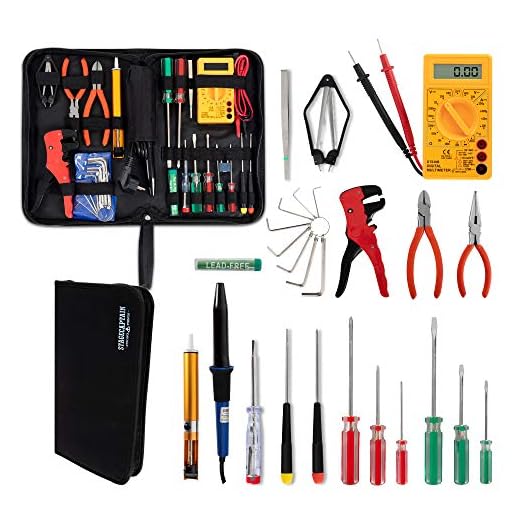 Stagecaptain EWS-15 Elektro-Werkzeug Set (27 Teile, inklusive Lötkolben und Multimeter, für Proberaum, Bühne, Wohnbereich und Werkstatt, komplett im praktischen Etui)