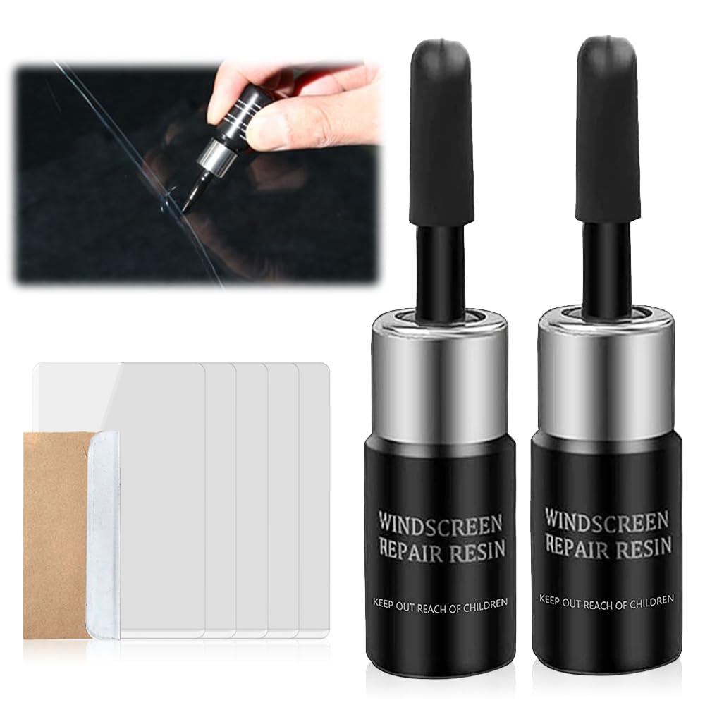 Linbuli Car Windshield Crack Repair Kit, 2024 Upgrade Car Glass Repair Kit Windshield Chip Repair Cracked Glass Repair Kit, Windshield Scratch Repair Kit Window Automotive Windscreen Tool (2PCS)