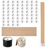 120 Stück Dochte für Kerzen - Kerzendochte für Kerzen, Holzdochte für Kerzen, Kerzen Docht, Holzdocht Zubehör für Sojawachs Bienenwachs Duftkerzen (50 Sets)