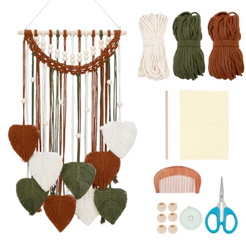 ORIGACH Kit de pendurar na parede com folhas de macramê DIY para iniciantes e adultos, kit de pendur