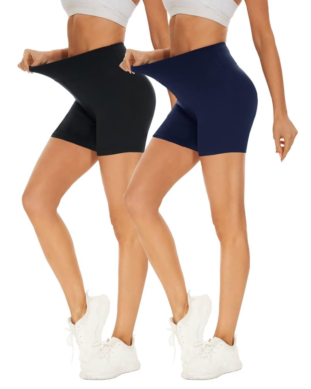 Missluck 2er Pack Radlerhose Damen Hohe Taille Kurz Sporthose Shorts Sommer | Blickdicht Leggings, Hotpants Unter Kleider für Yoga Gym, Festival Outfit Damen, Kurze Hose Sport, Unterziehhose Kleid