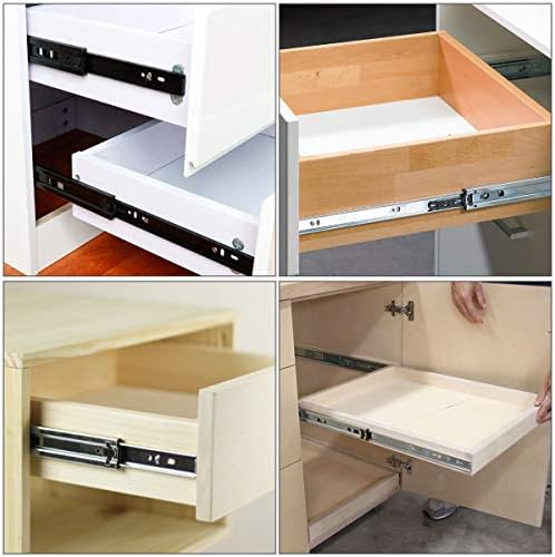 SurePromise Pair of Heavy Duty Push to Open Drawer Runners Ball Bearing Rebound Side Mount Draw Slide Replacement for Kitchen Cabinet Cupboard(18 inch (450mm))