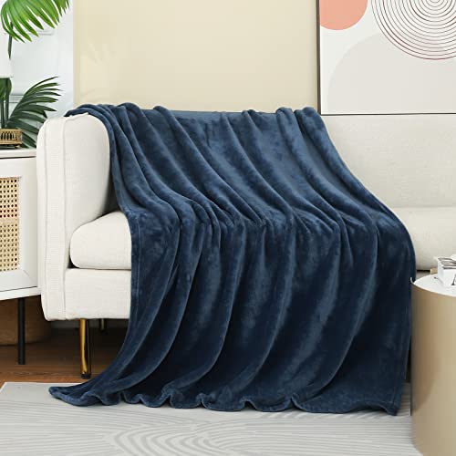 Image of Dark Dusty Blue Stone Blue Throw Blanket Flannel Fleece Throw Size 50 by 60 Inches for Couch Sofa Bed 280GSM,Super Soft Plush Cozy and Luxury Warm Bed Blanket for All Season