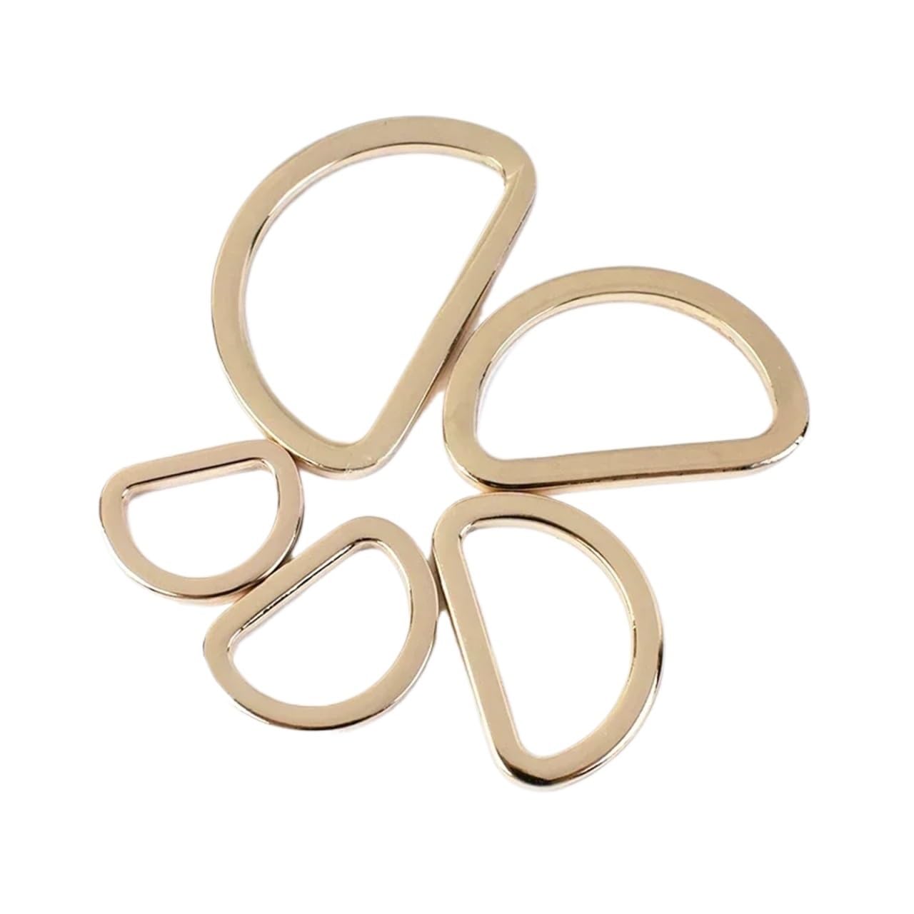 PVUVTNAHW 50Pcs 16-38mm D Rings Metal Buckles For Bag Strap Belt Loops Handbag Webbing Clasp Connector Leather Hook(LightGold,38mm)