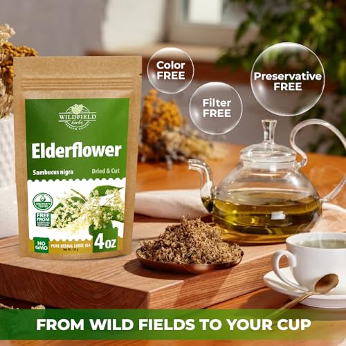 Image of 4 oz. Dried Elderflower Tea Herbal Tea (Flores Sambuci Nigrae) - 113g Elder Flower Herb Espino Blanco